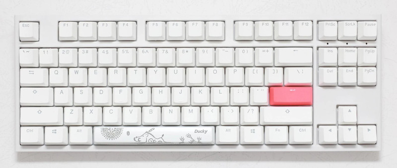 Ducky One 2 TKL Pure White Mechanical Keyboard-Cherry RGB Silent Red switch - لوحة مفاتيح